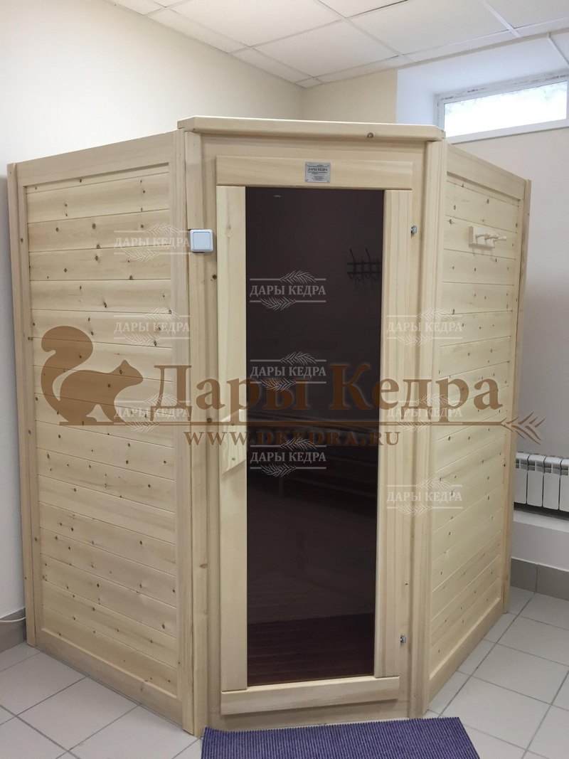 Трёхместная угловая инфракрасная сауна кабина из кедра с керамическими излучателями